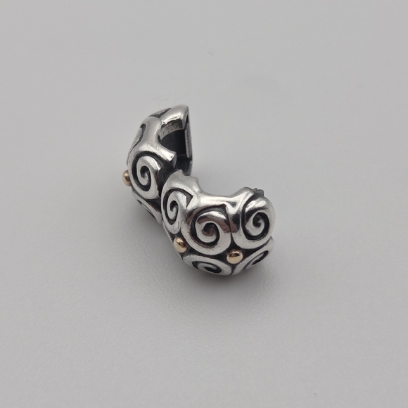 Pandora 14kt And Sterling Silver Clip "Elemental Flow" No Pand Box, But Box Incl - Picture 4 of 4